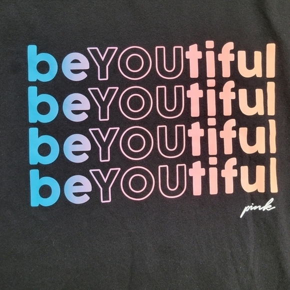 VS PINK BE-YOU-TIFUL GIRLFRIEND CROPPED CUT OFF TEE - Picture 7 of 8